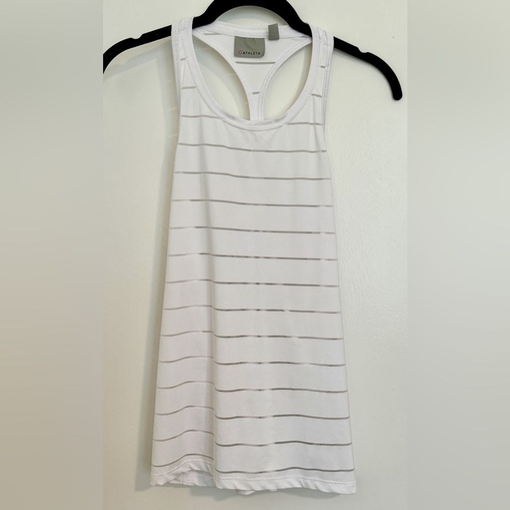 Athleta Stripe Mesh High Neck Chi Tank